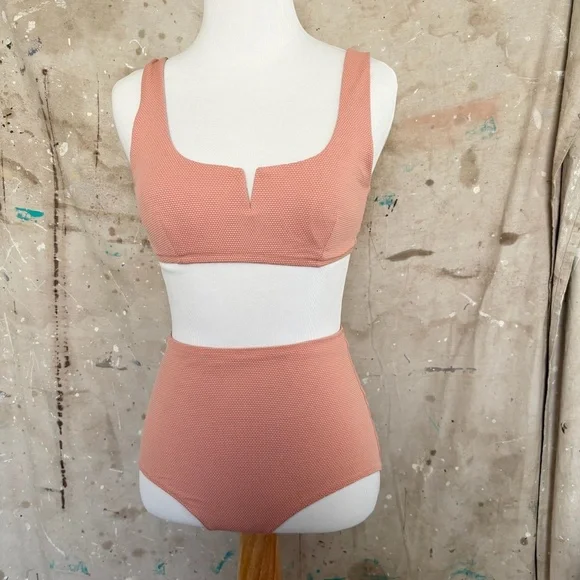 Lululemon Honeycomb Dip Square Swim Bikini Set, Pink Savannah - Picture 2 of 6